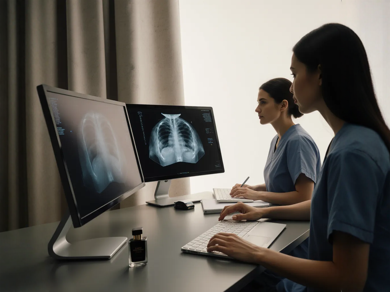 Medical professionals reviewing diagnostic imaging